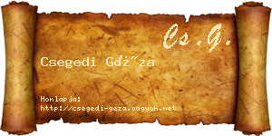 Csegedi Géza névjegykártya